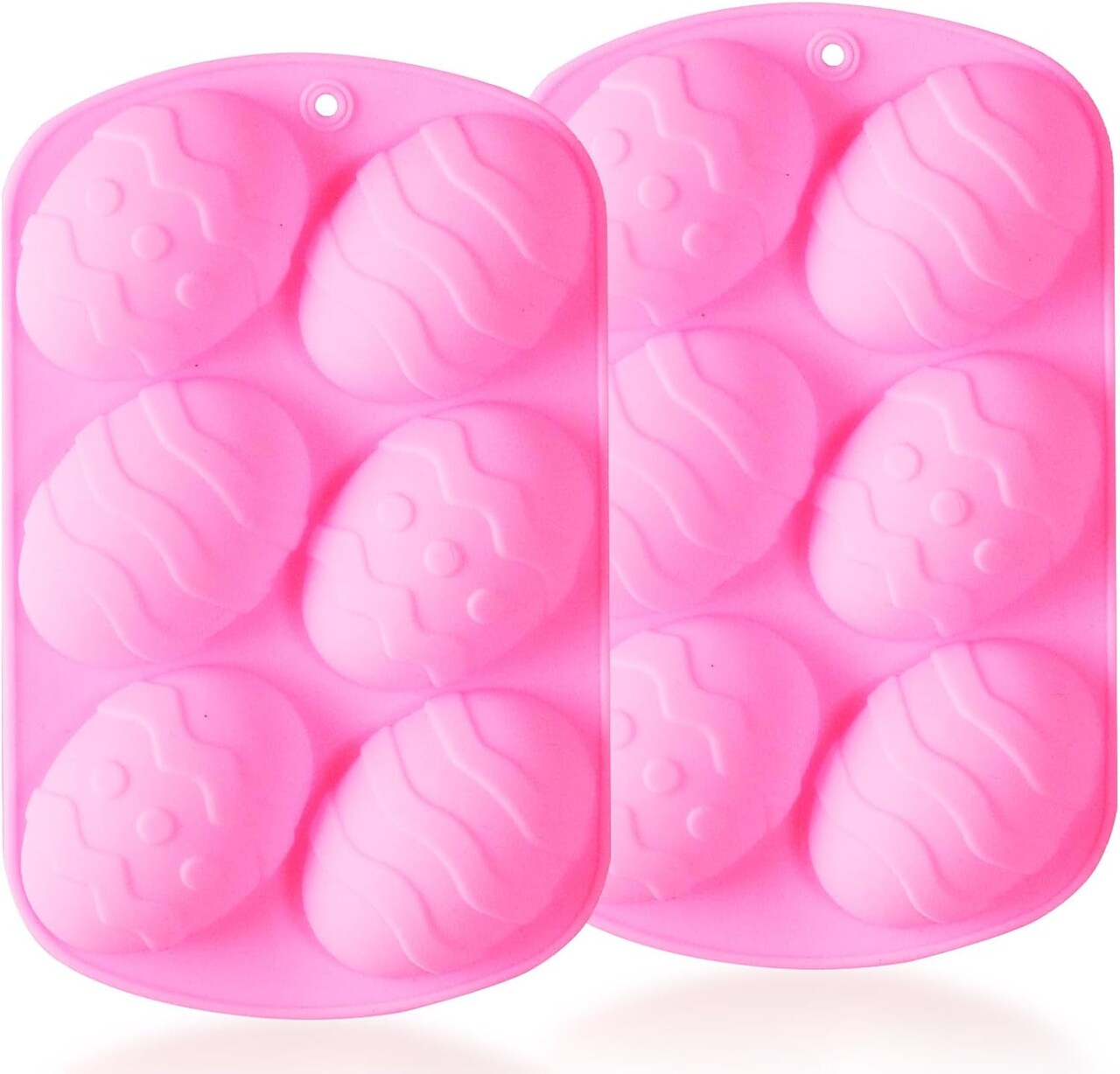 Easter Egg Silicone Molds, Pink Silicone Cake Molds for Baking for Holiday/Birthday/Party, Large Stuffed Chocolate Breakable Egg Molds for Dessert, 6 Cavities 2 Pcs